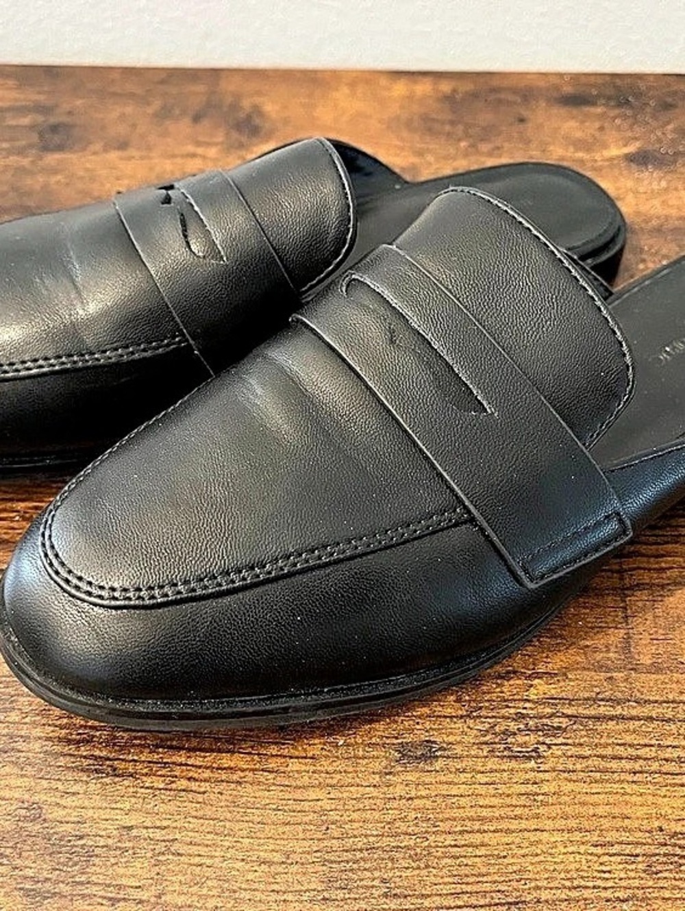 Banana Republic Black Leather-Look Mules